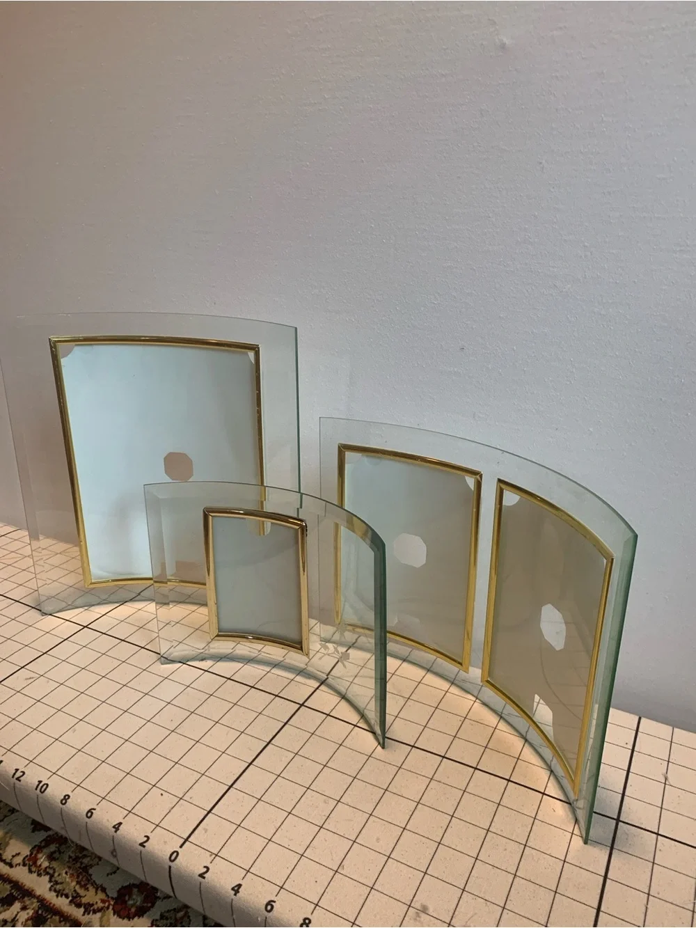 Set of 3 MCM Curved Beveled Glass Frames